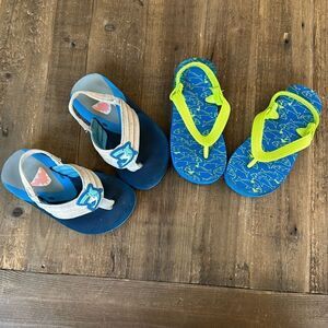 Cat and Jack Flip Flops, size 7/8, toddler, little kid, summer, beach, blue